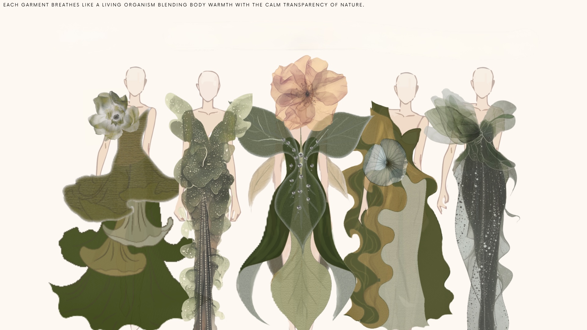 Collection line-up illustration - Looks 1 through 5